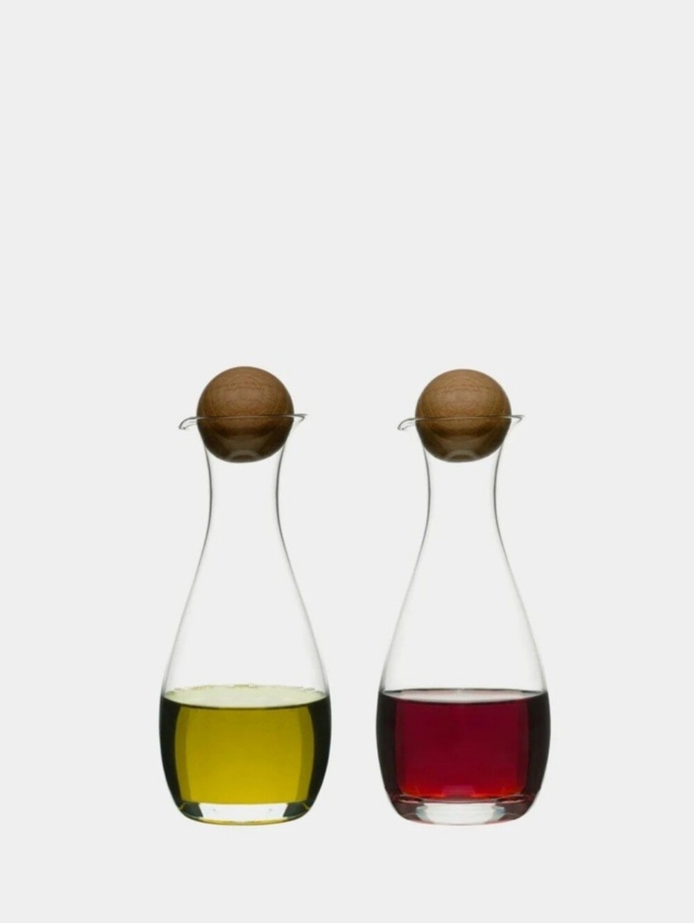 Sagaform Nature Oil Vinegar Bottles with Oak Stoppers Mouth Blown Glass Sweden